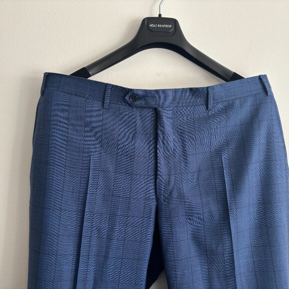 $2500 Canali Windowpane Blue Checked Suit - Size 46. Pants 38x31 - Picture 10 of 14